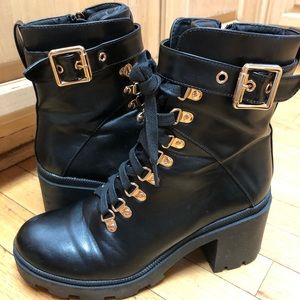 Black lace up boots